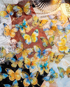 Gold and blue butterfly sticker collage