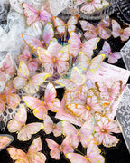 Pink butterfly stickers with gold foil