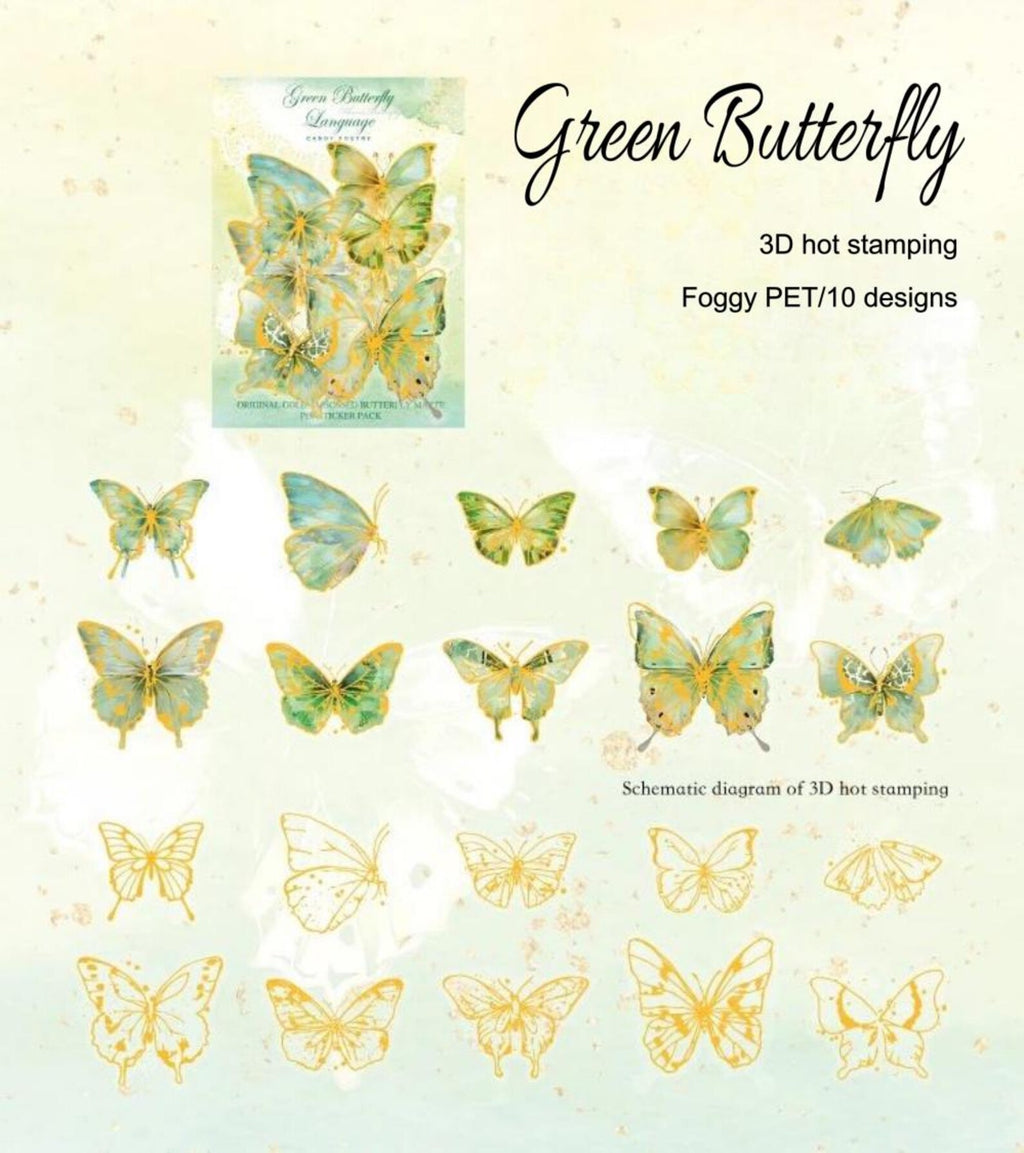 Green Butterfly sticker set