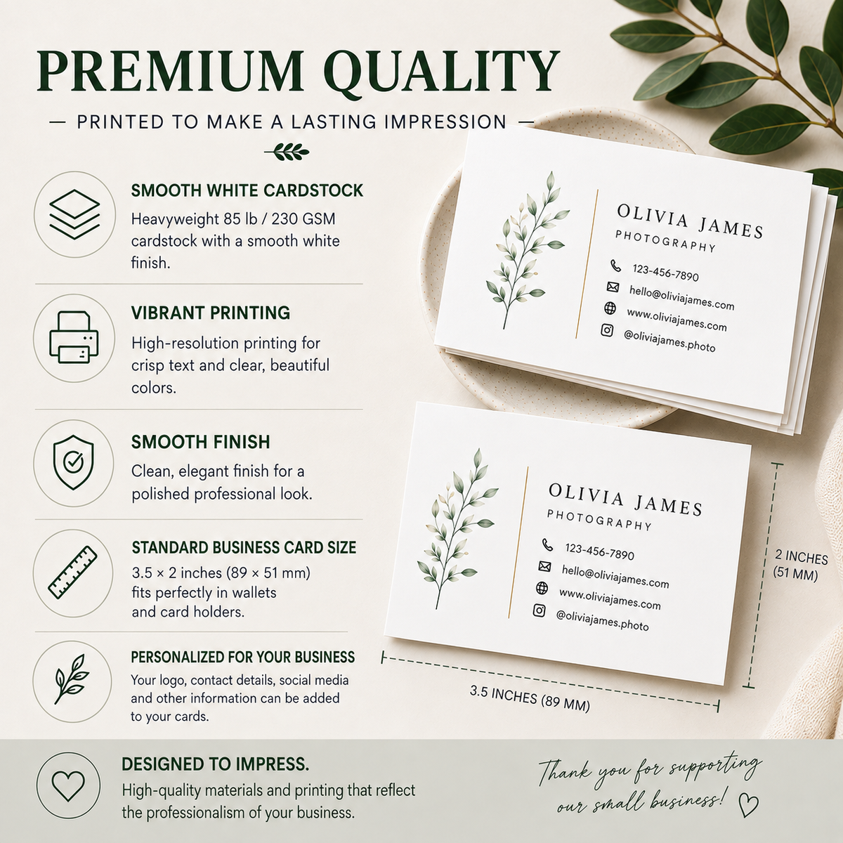 Custom Business Cards for Small Business | 3.5 x 2 Inch