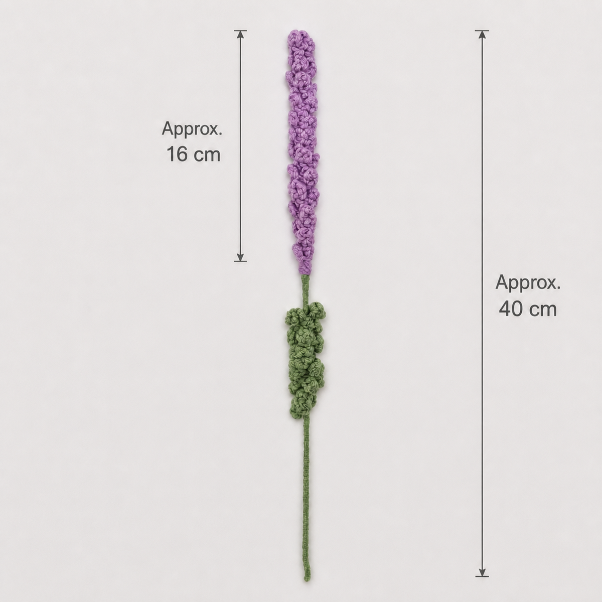 Light purple crochet lavender size guide