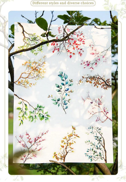 Botanical branch PET sticker colour and style selection
