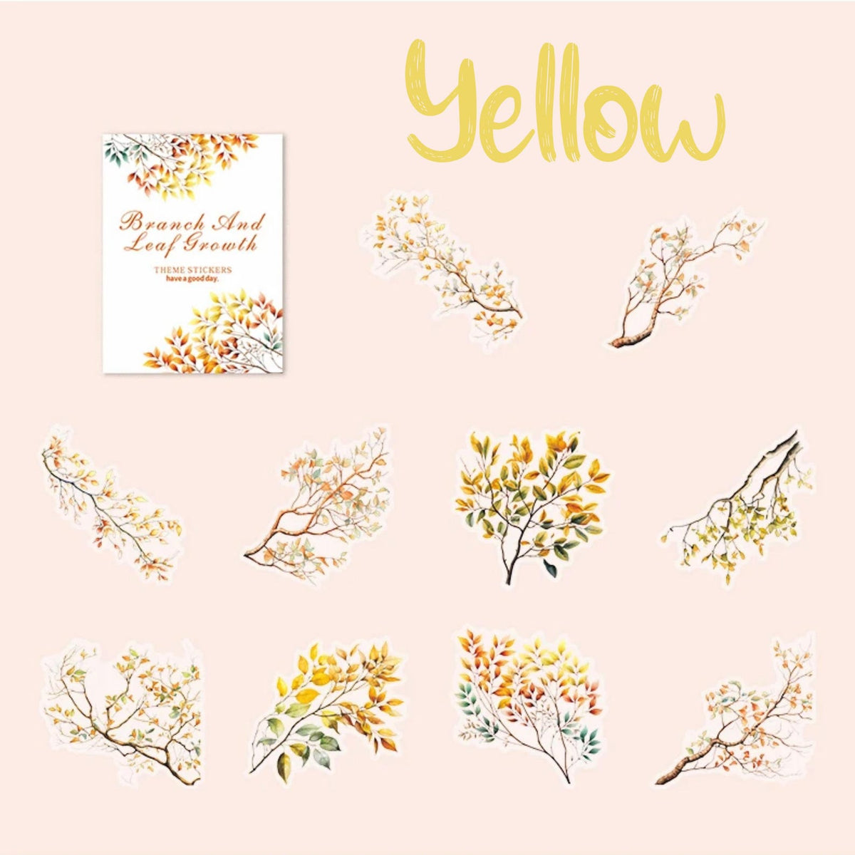 Botanical Branch PET Stickers – Yellow