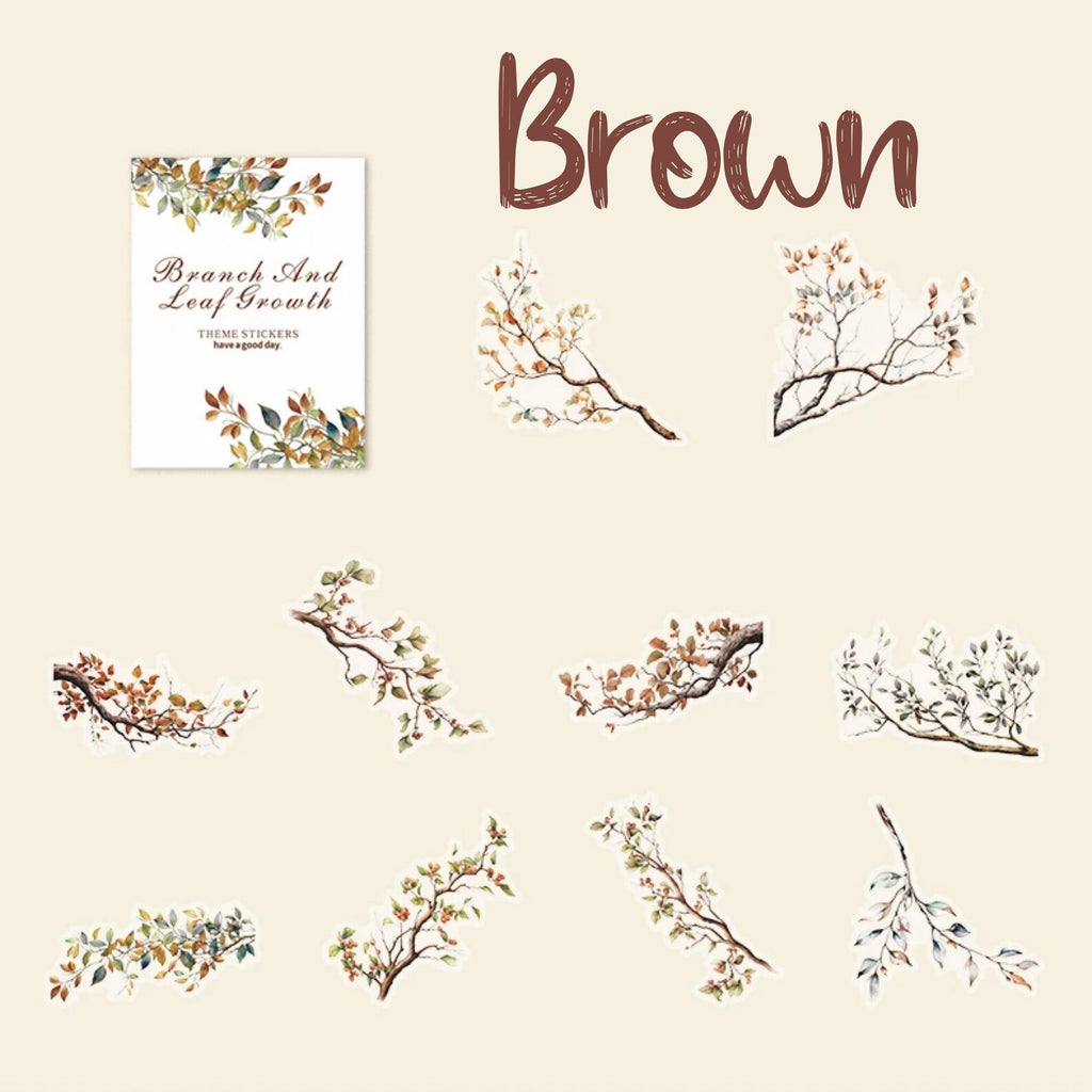 Botanical Branch PET Stickers – Brown