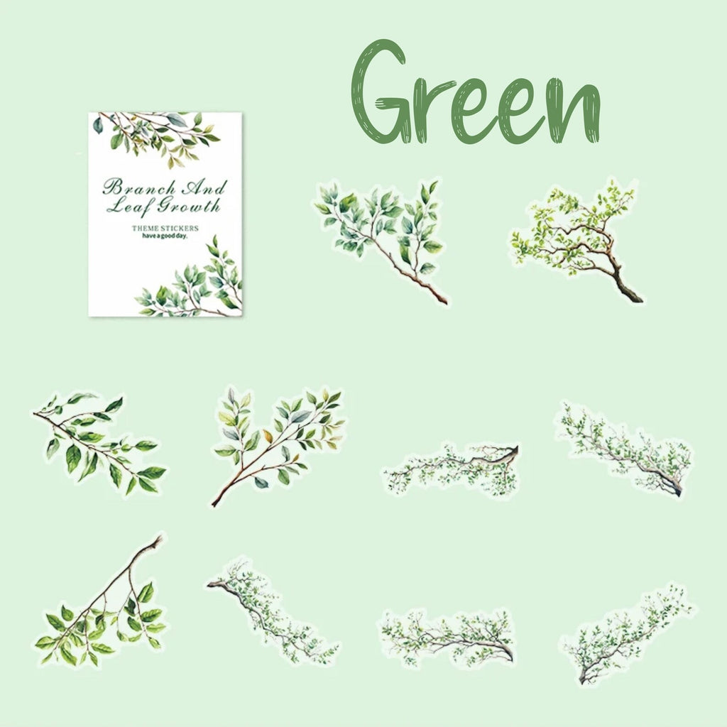 Botanical Branch PET Stickers – Green