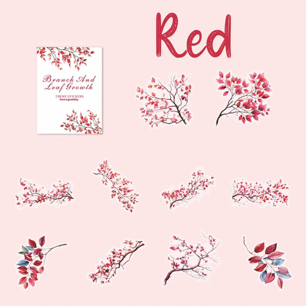 Botanical Branch PET Stickers – Red