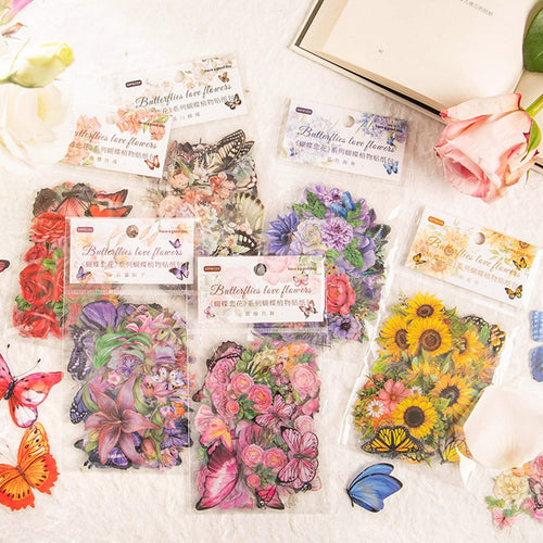 Butterflies and flowers PET sticker collection