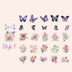 Style F purple butterfly and pink lily PET stickers