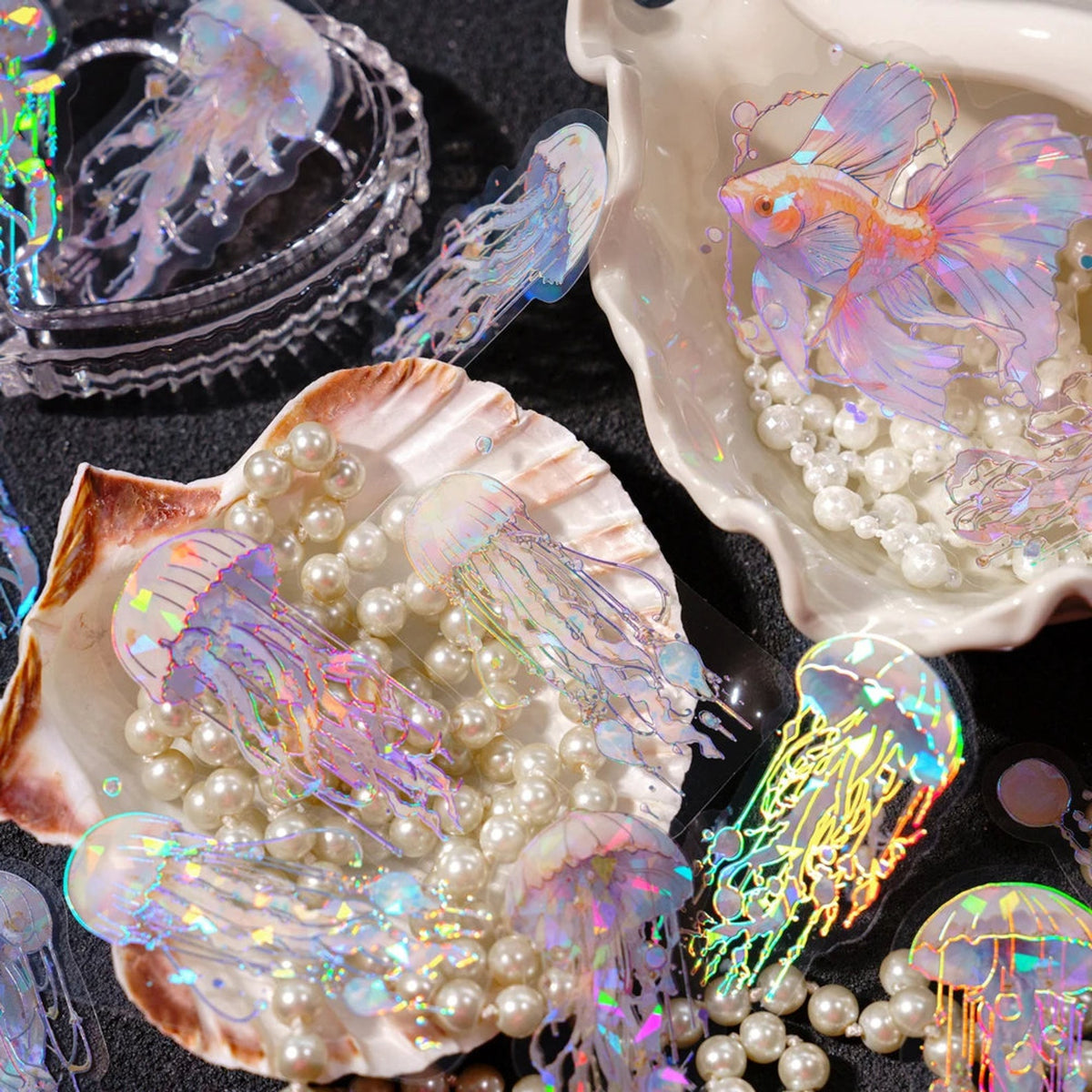 Crystal jellyfish sticker details and finish