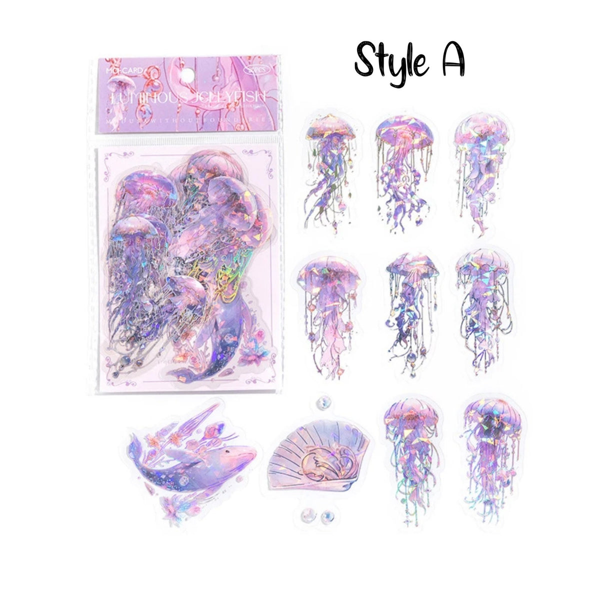 Crystal Jellyfish PET Stickers – Style A