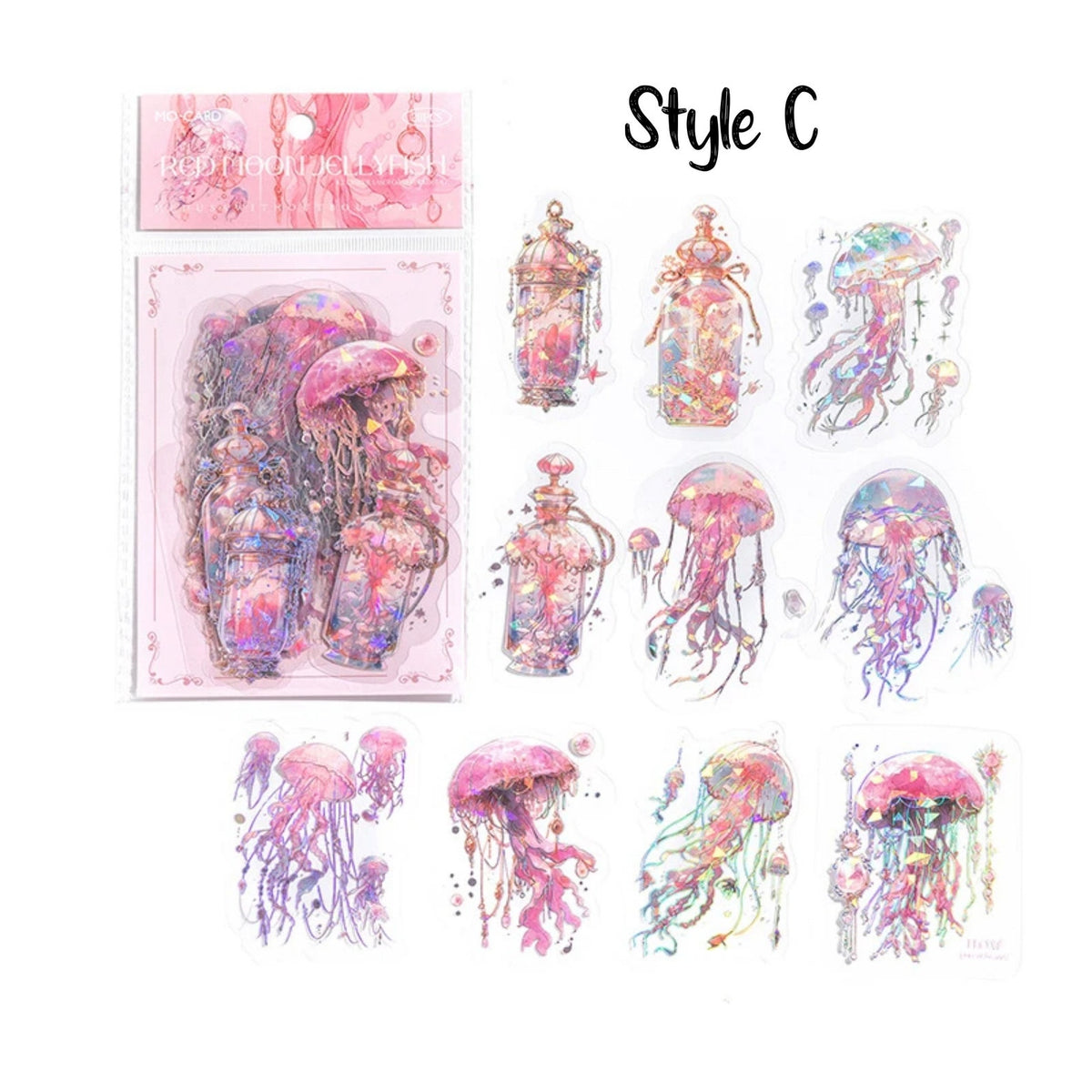 Crystal Jellyfish PET Stickers – Style C