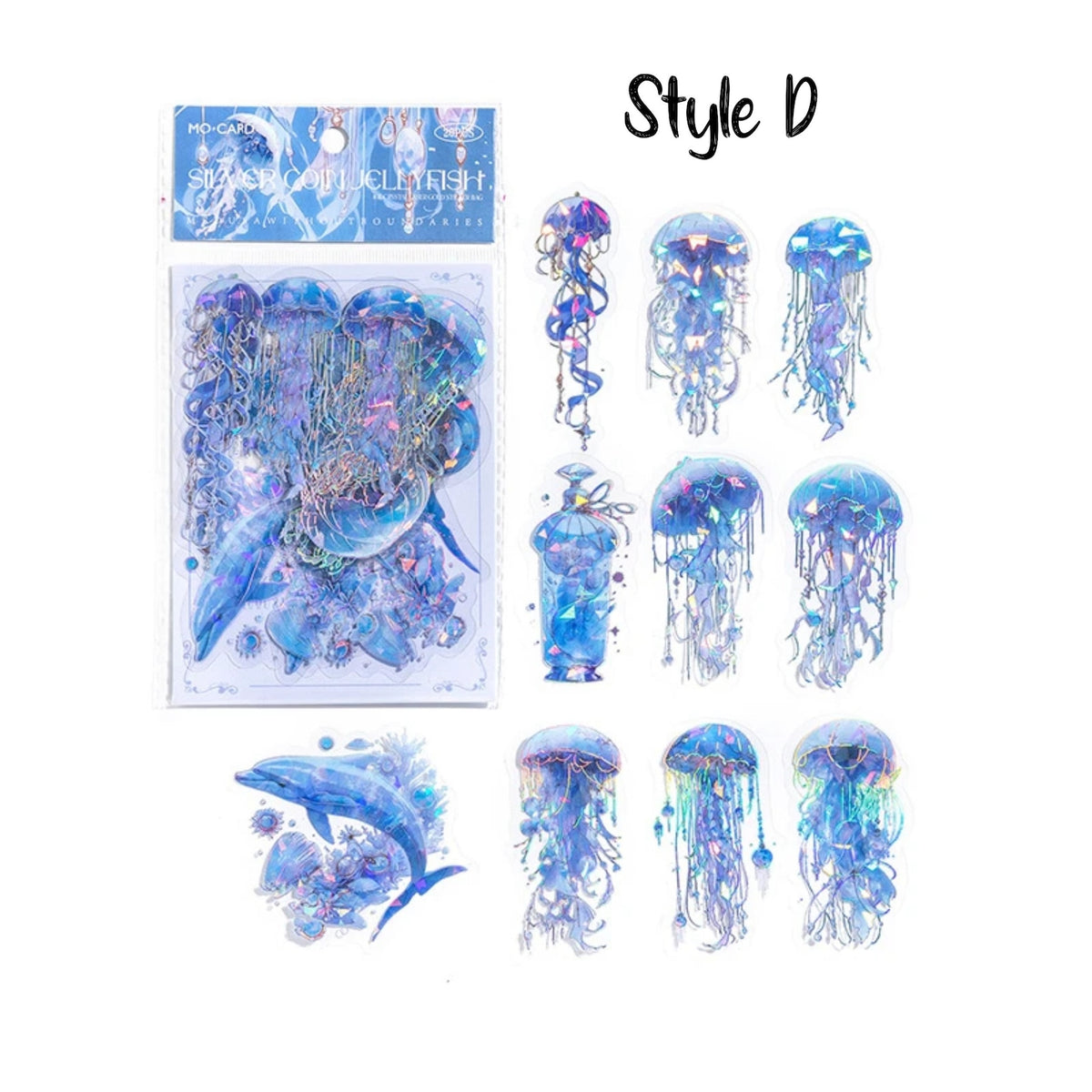 Crystal Jellyfish PET Stickers – Style D