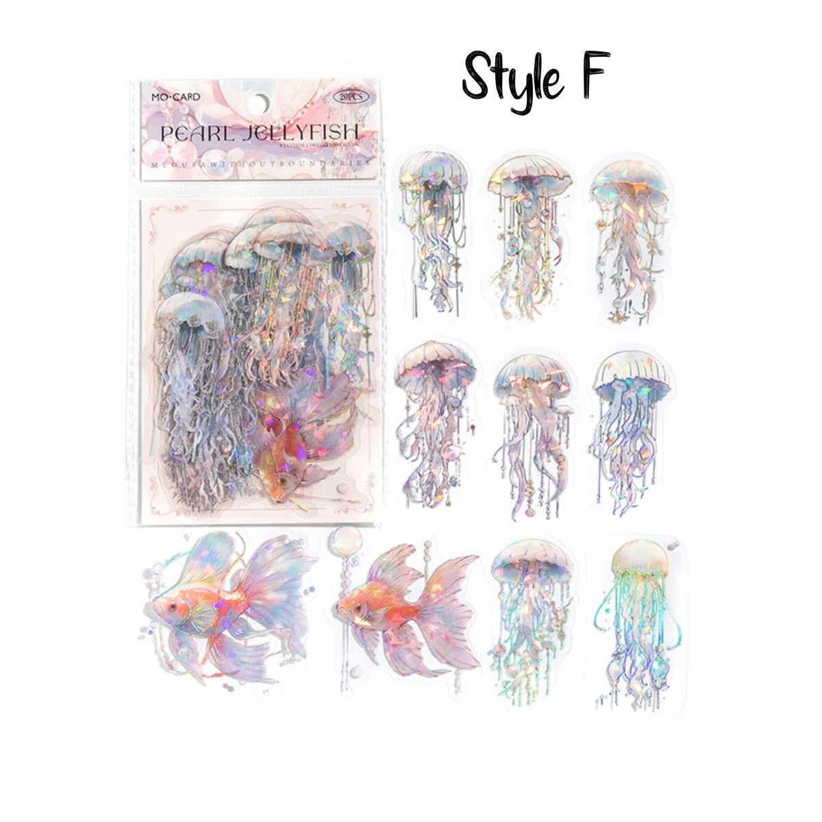 Crystal Jellyfish PET Stickers – Style F