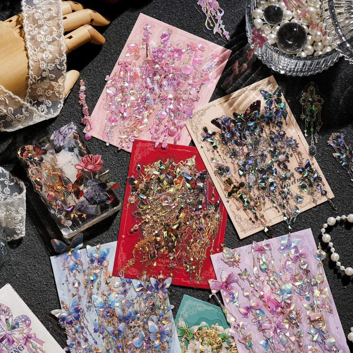Crystal Jewel Butterfly PET Sticker full colour assortment