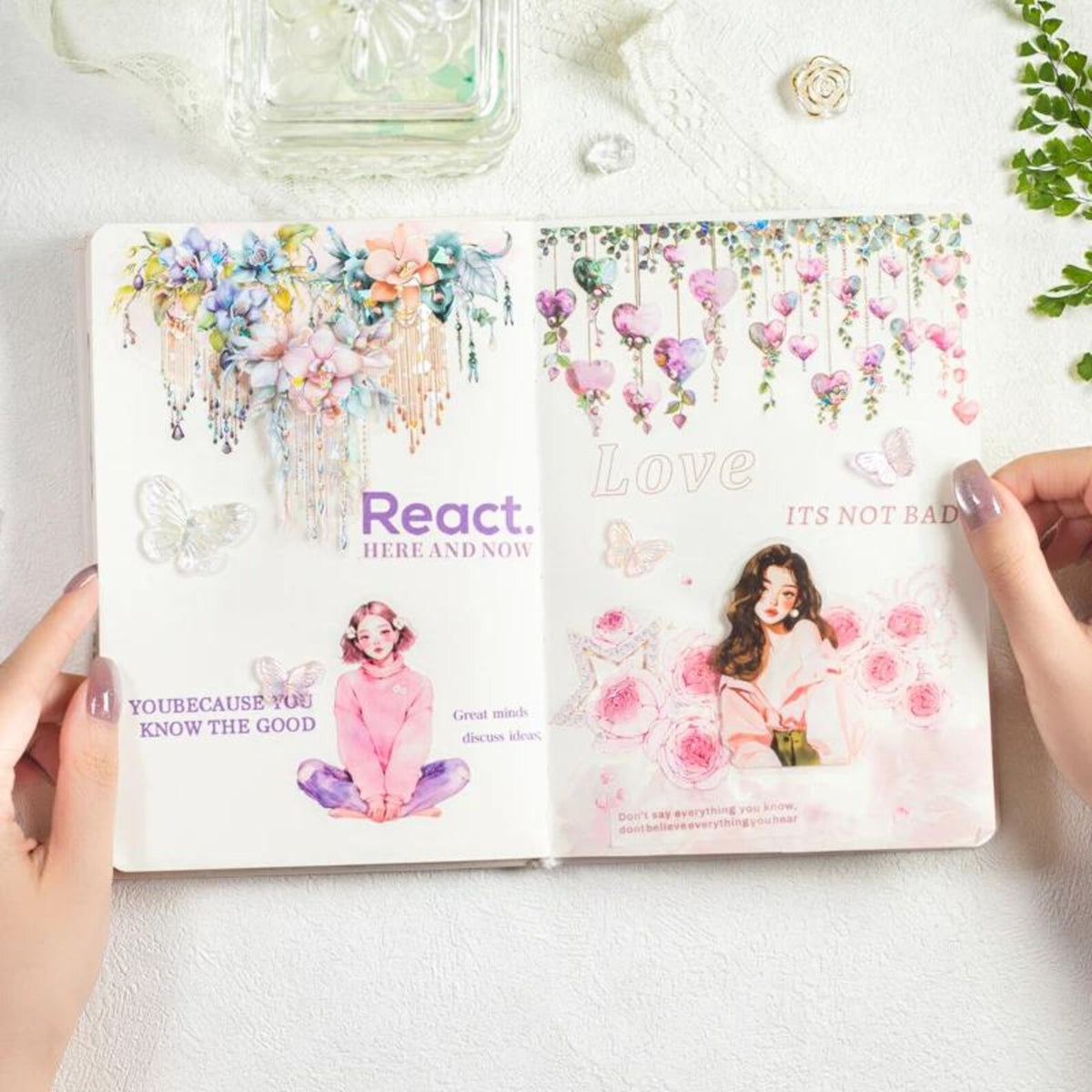 Watercolor hanging charm PET stickers