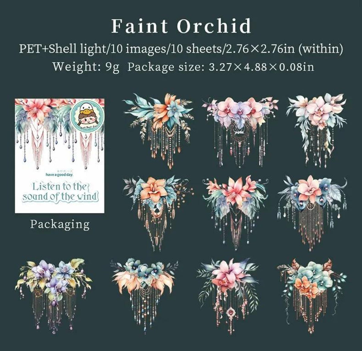 Crystal Wind Chime PET Stickers – Faint Orchid