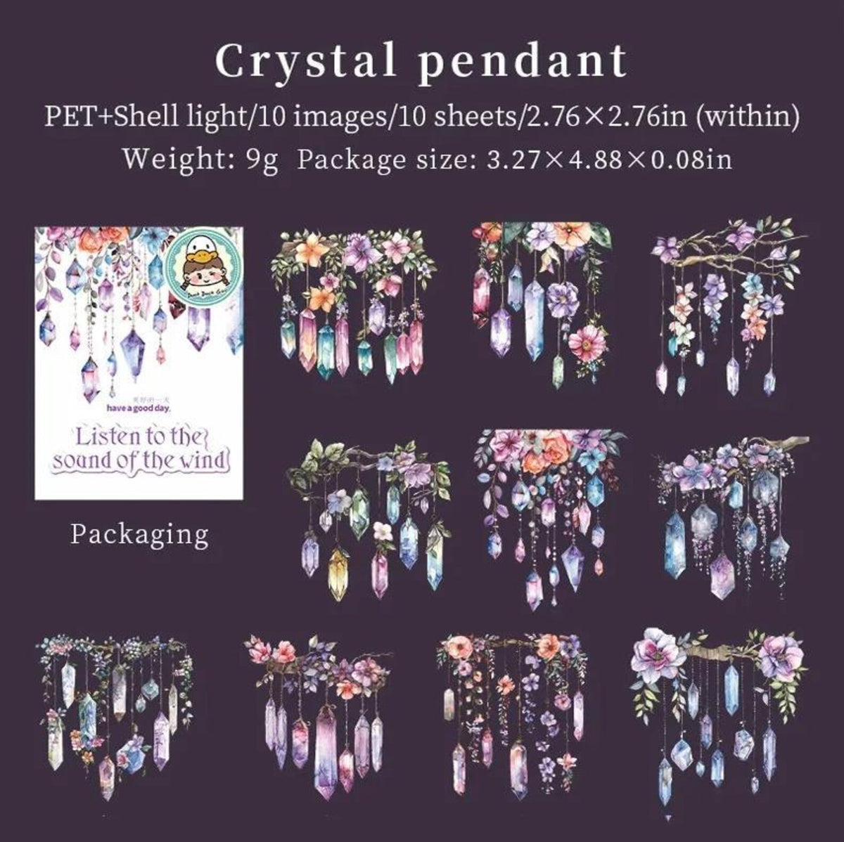 Crystal Wind Chime PET Stickers – Crystal Pendant