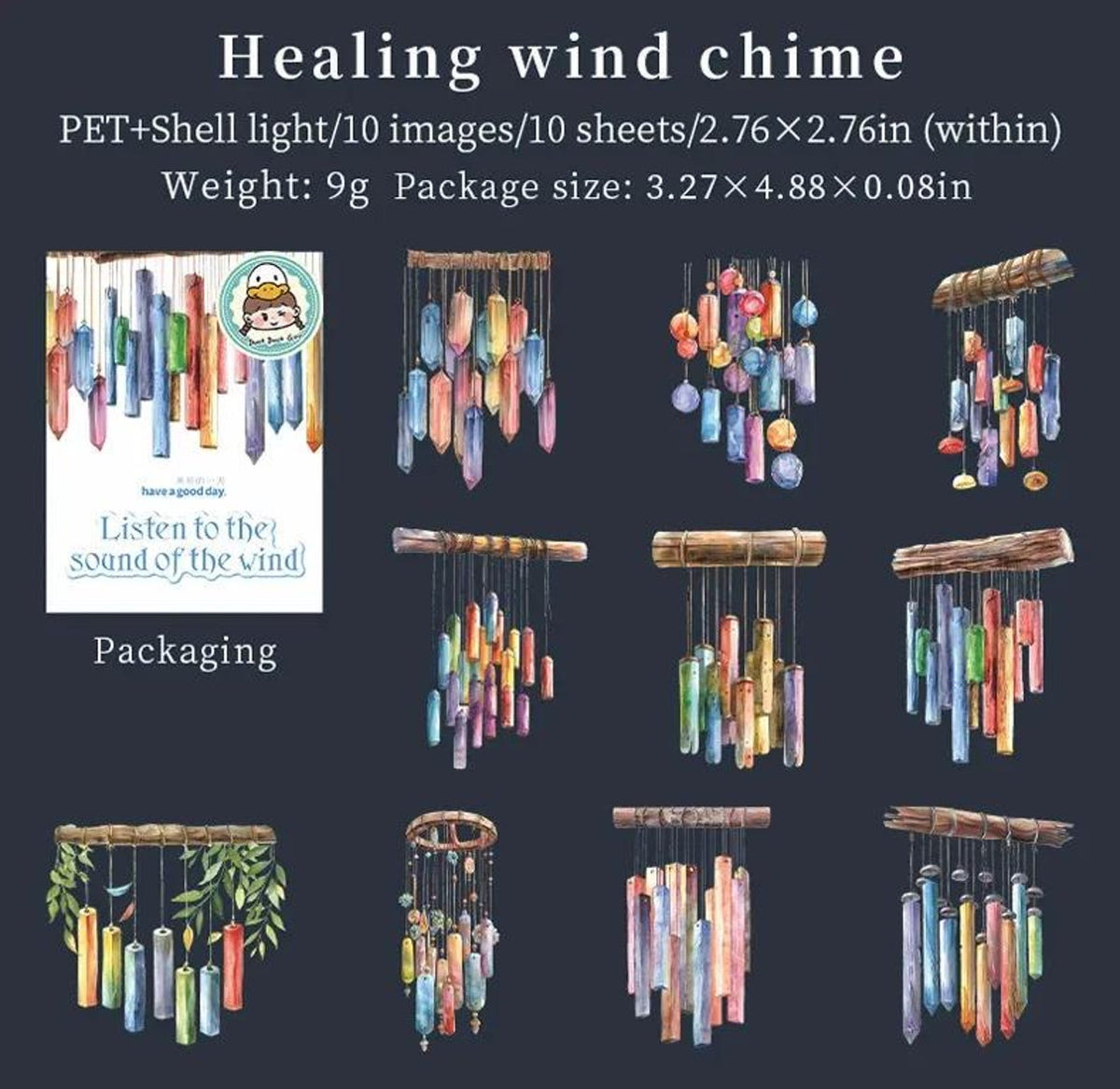 Crystal Wind Chime PET Stickers – Healing Wind Chime