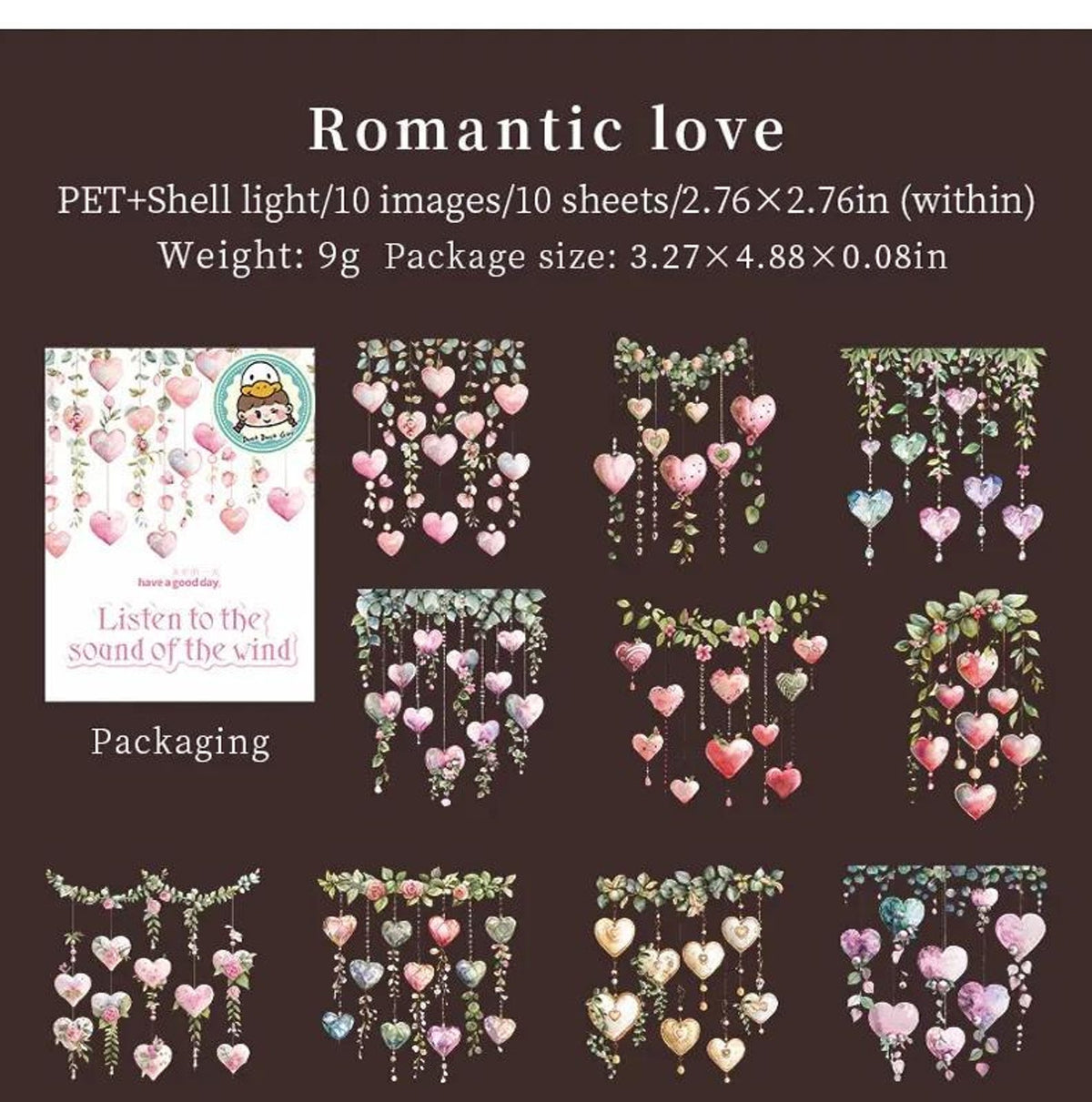 Crystal Wind Chime PET Stickers – Romantic Love