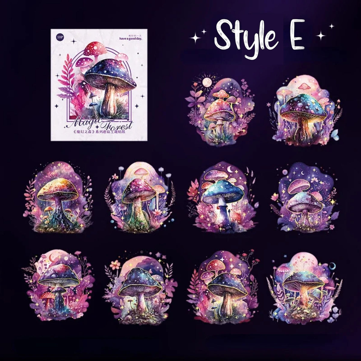 Style E galaxy mushroom PET stickers