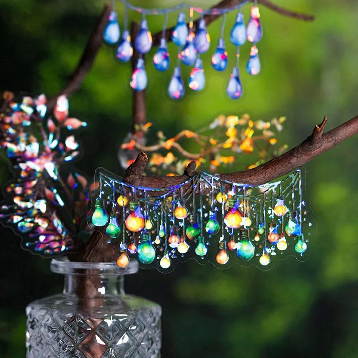 Colourful crystal light strand PET stickers
