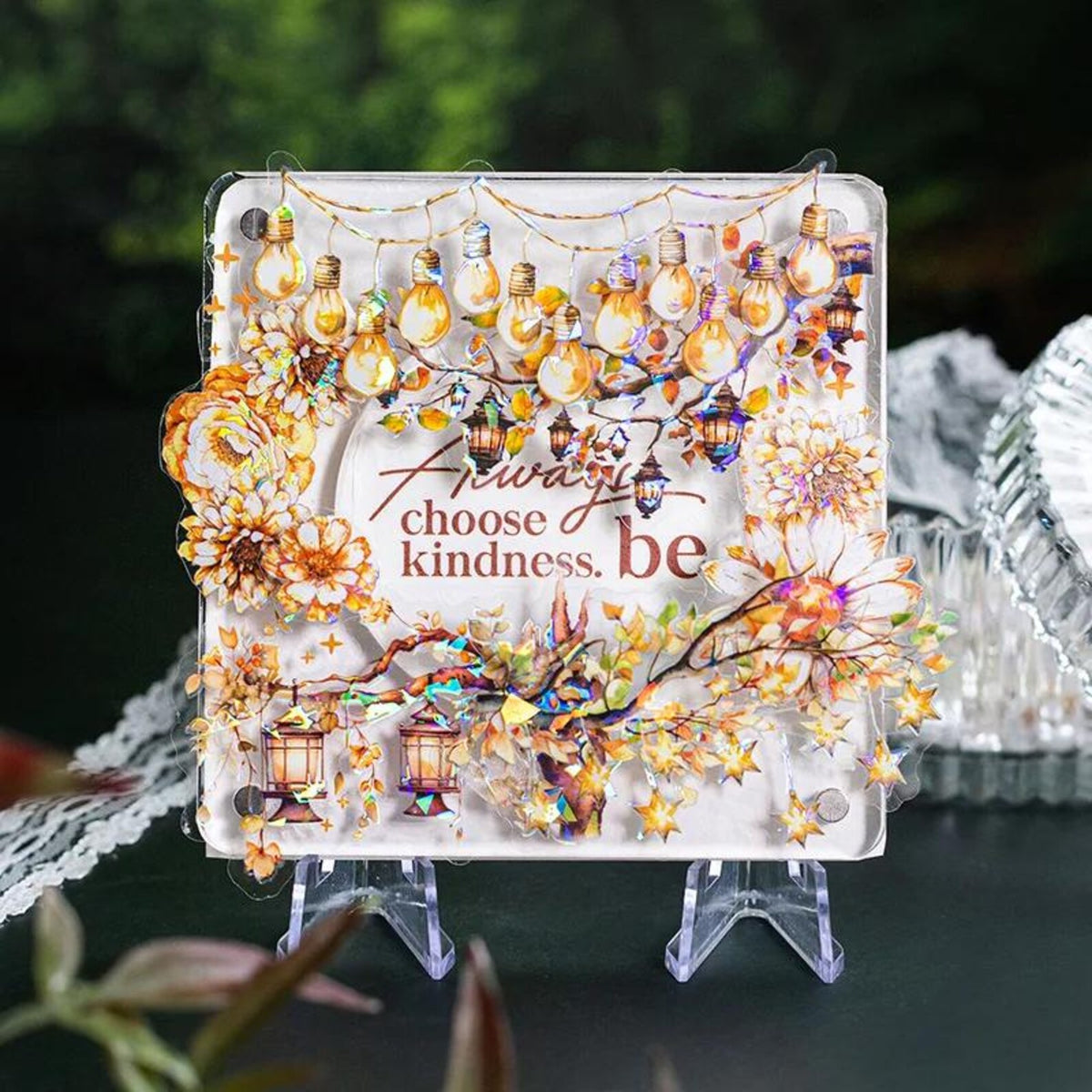 Glistening gem PET sticker used on decorative display