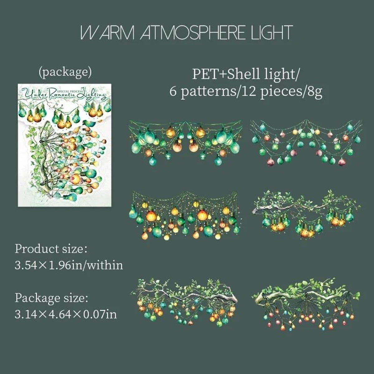Glistening Gem PET Stickers – Warm Atmosphere Light