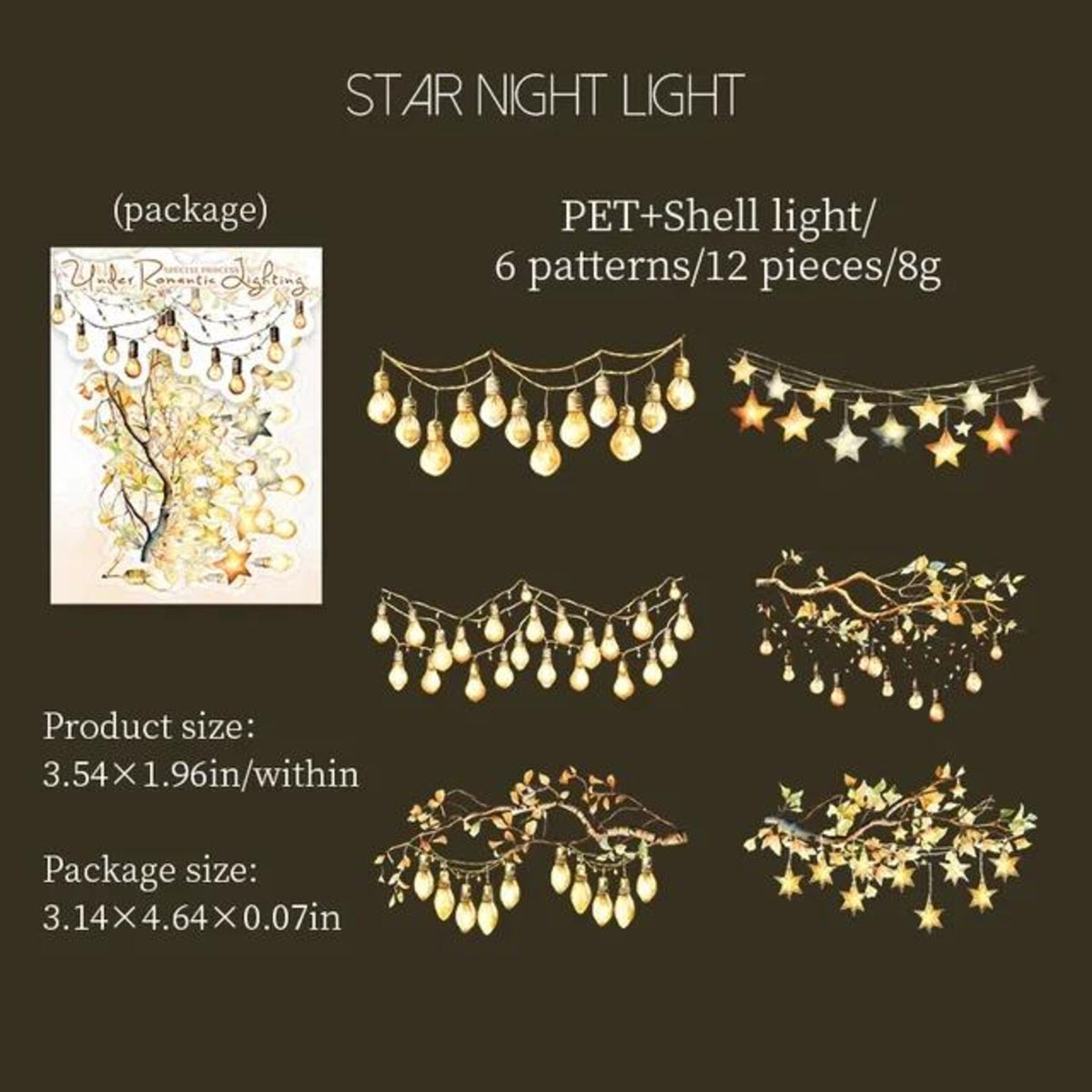 Glistening Gem PET Stickers – Star Night Light