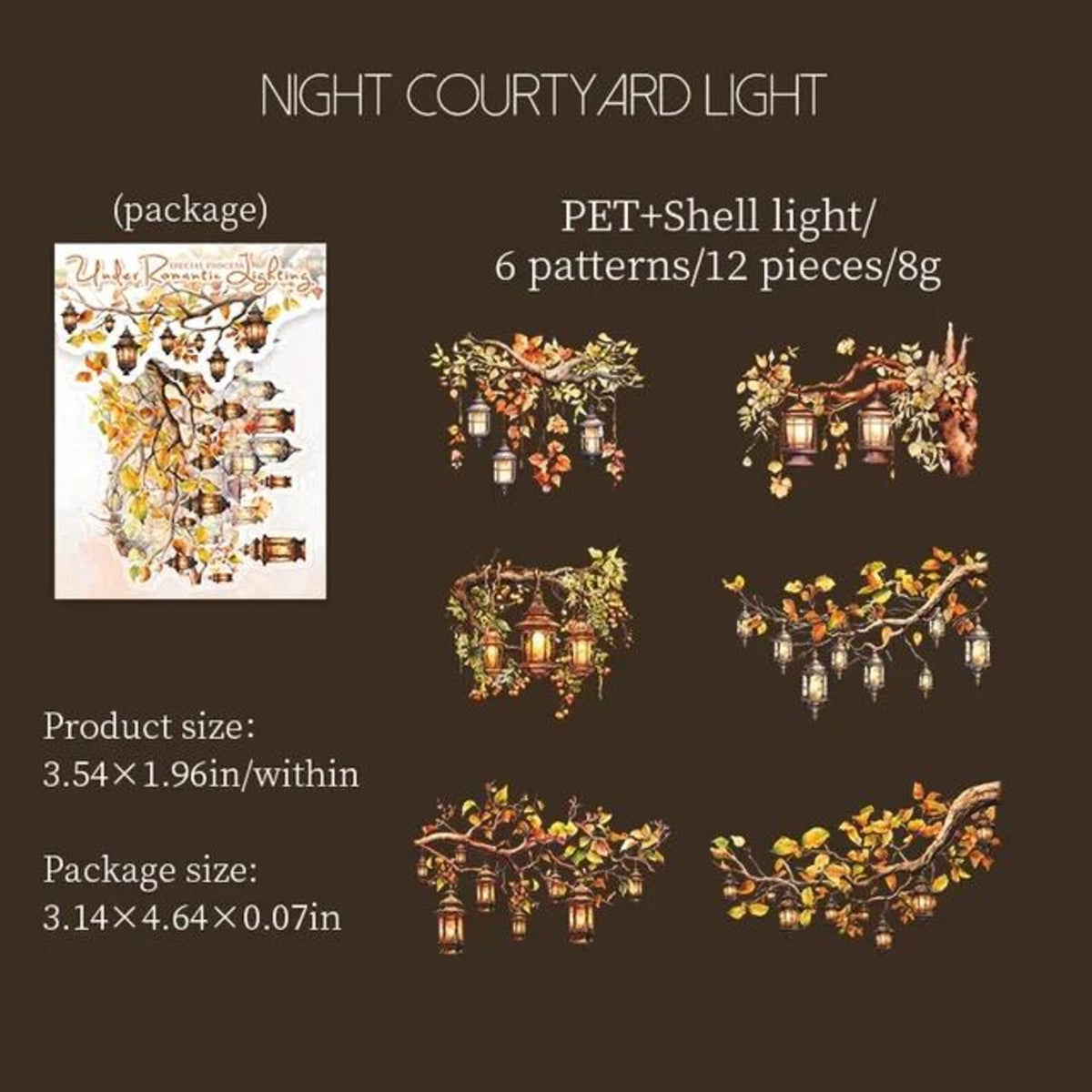 Glistening Gem PET Stickers – Night Courtyard Light