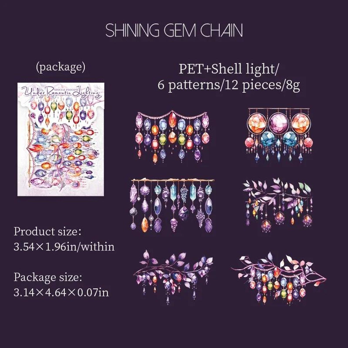 Glistening Gem PET Stickers – Shining Gem Chain