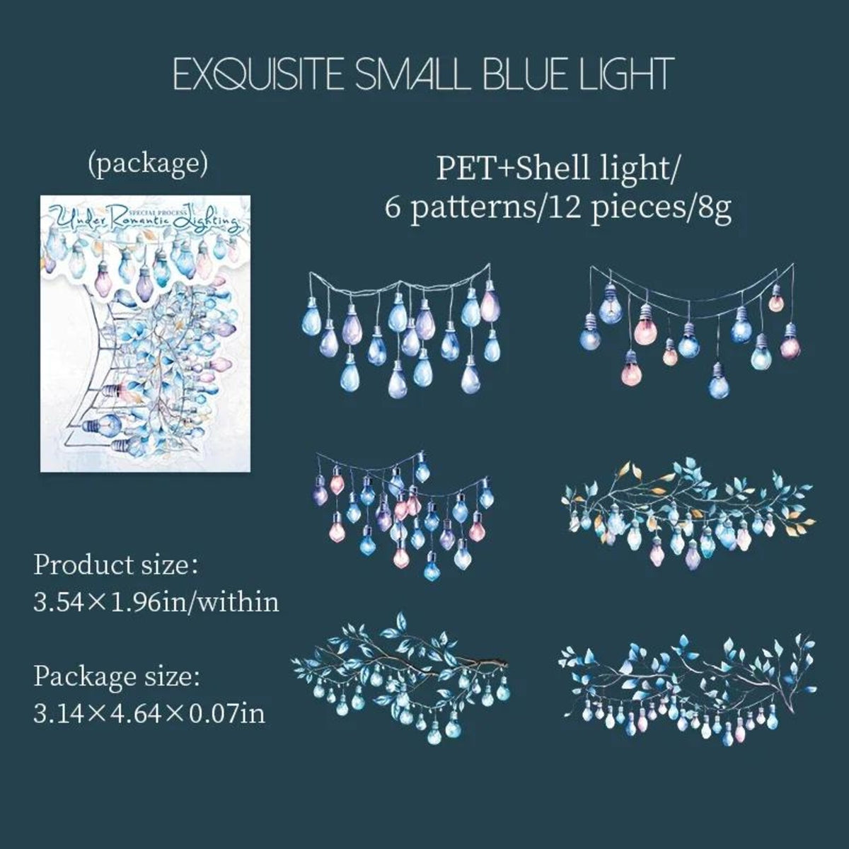 Glistening Gem PET Stickers – Exquisite Blue Light