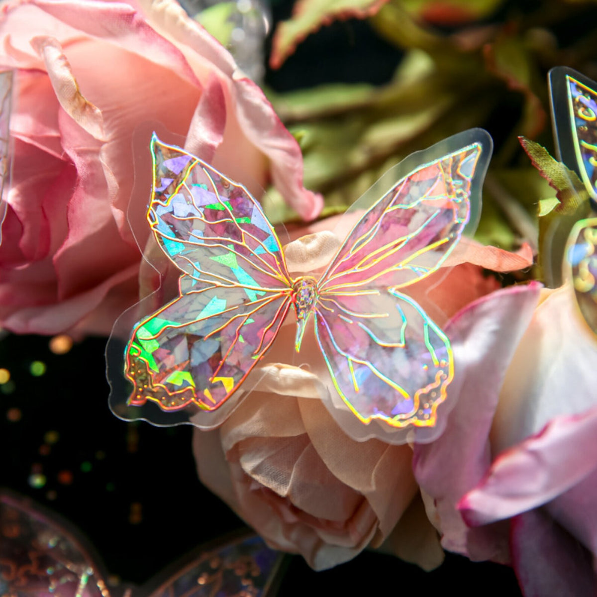 Reflective butterfly stickers for scrapbooking and planners