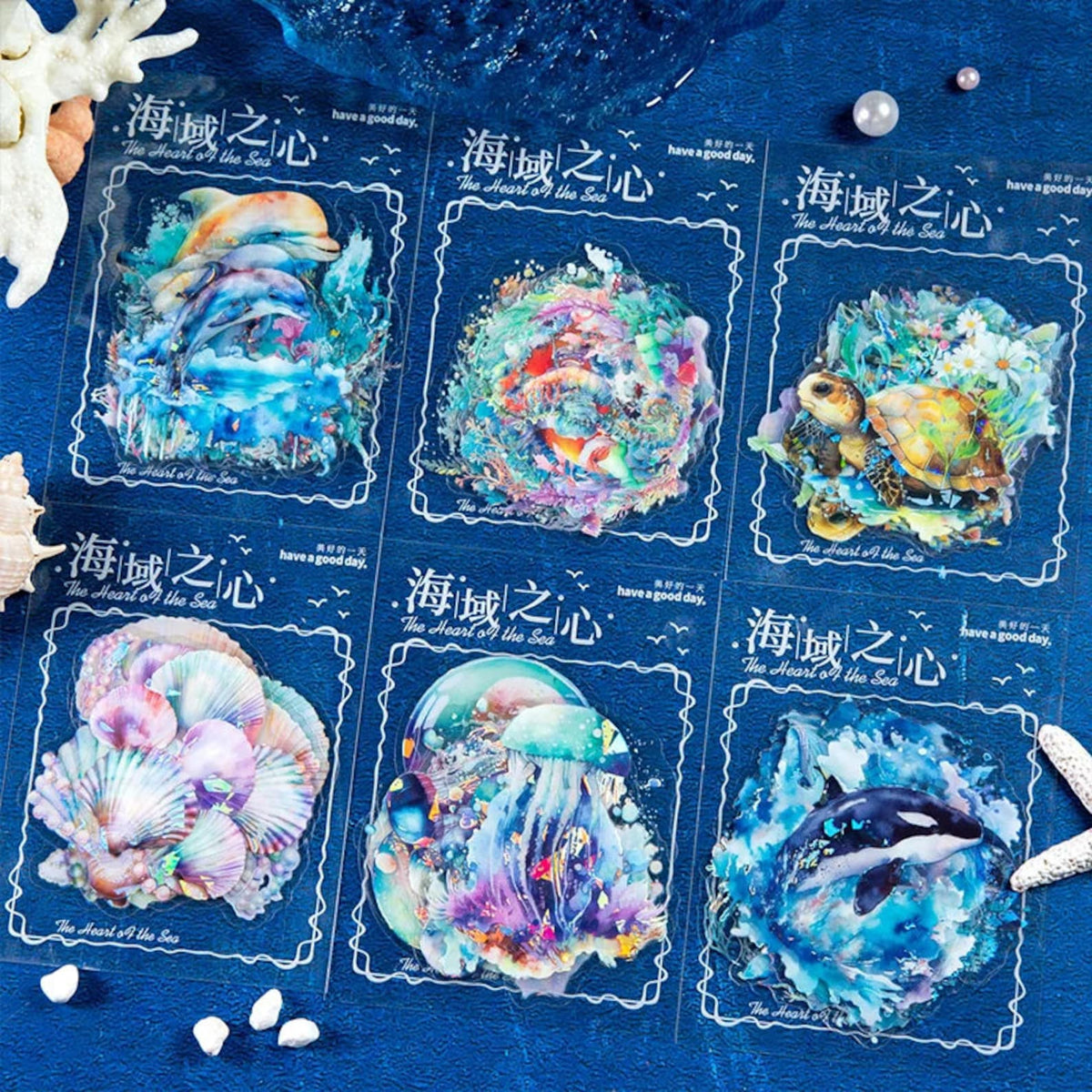 Holographic Ocean PET Stickers full sea life assortment