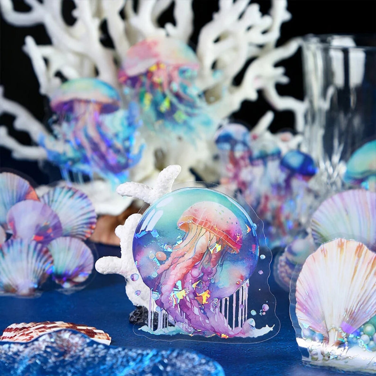 Ocean animal holographic PET sticker details