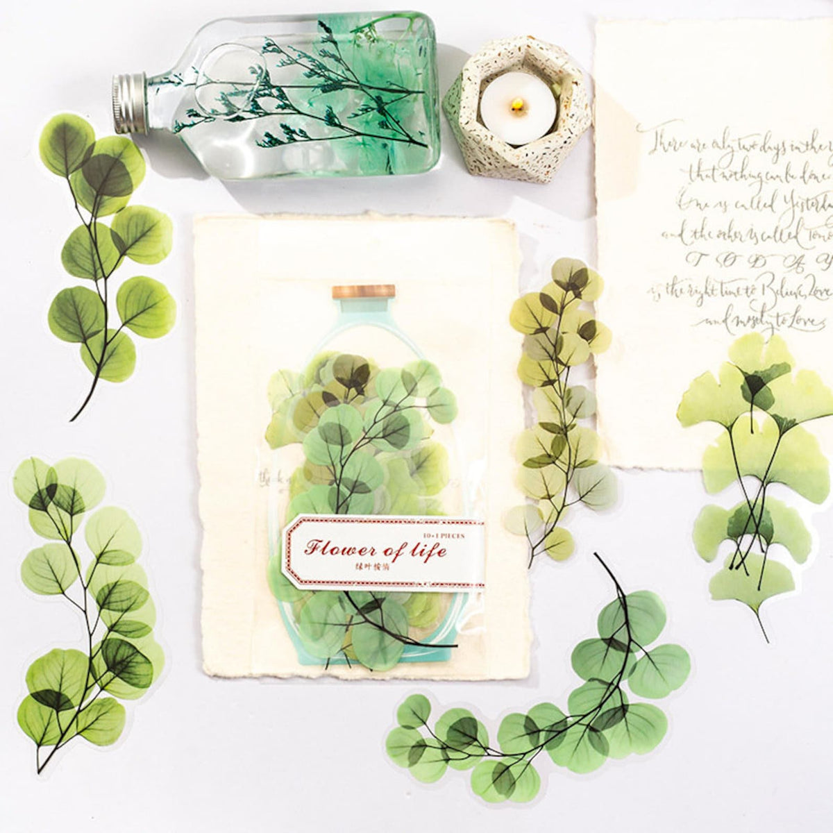 Large floral bottle PET sticker details
