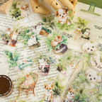 Watercolor plant and pet decorative sticker collection