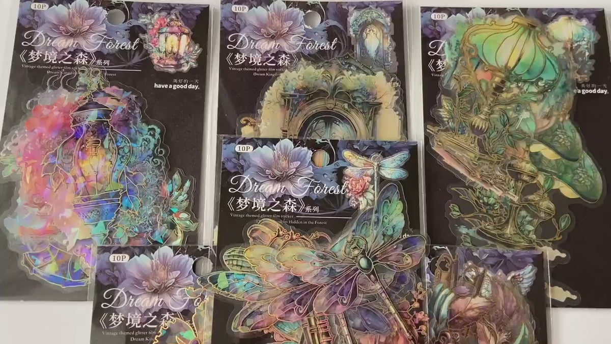 Holographic butterfly key PET stickers video