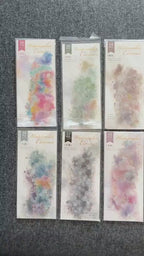 Watercolor Canvas PET stickers with large semi-transparent art backgrounds