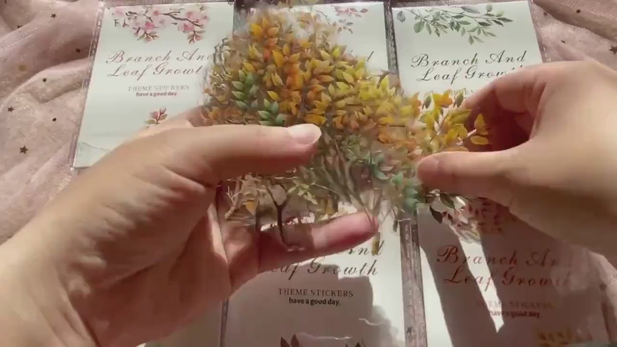 Botanical branch watercolor leaf PET stickers product video