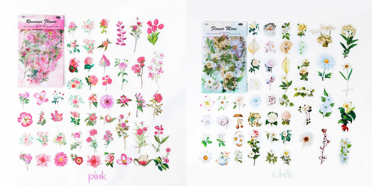 Pink Romance Flower and white Flower Moon sticker packs