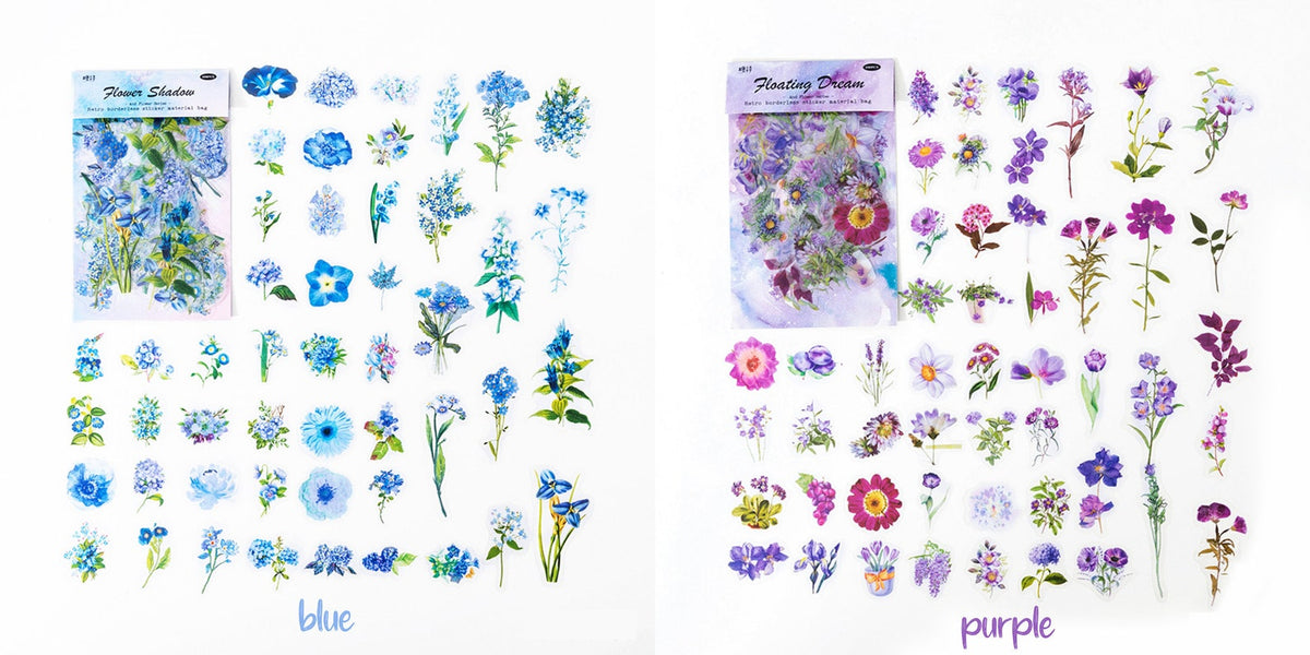 Blue Flower Shadow and purple Floating Dream sticker packs