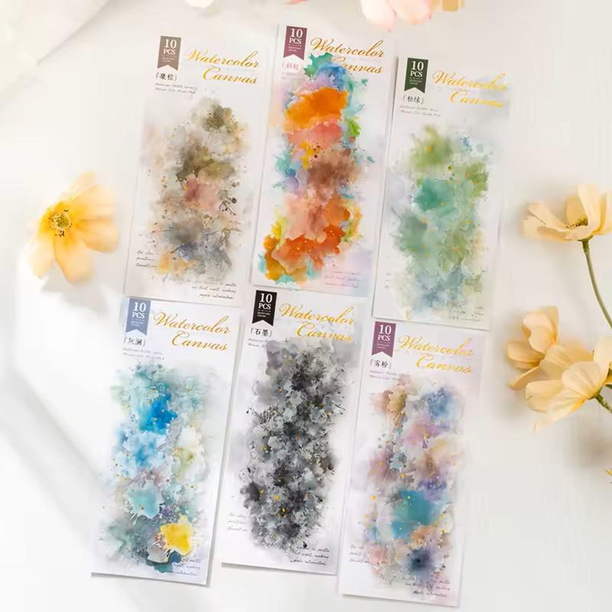 Watercolor Canvas PET sticker collection