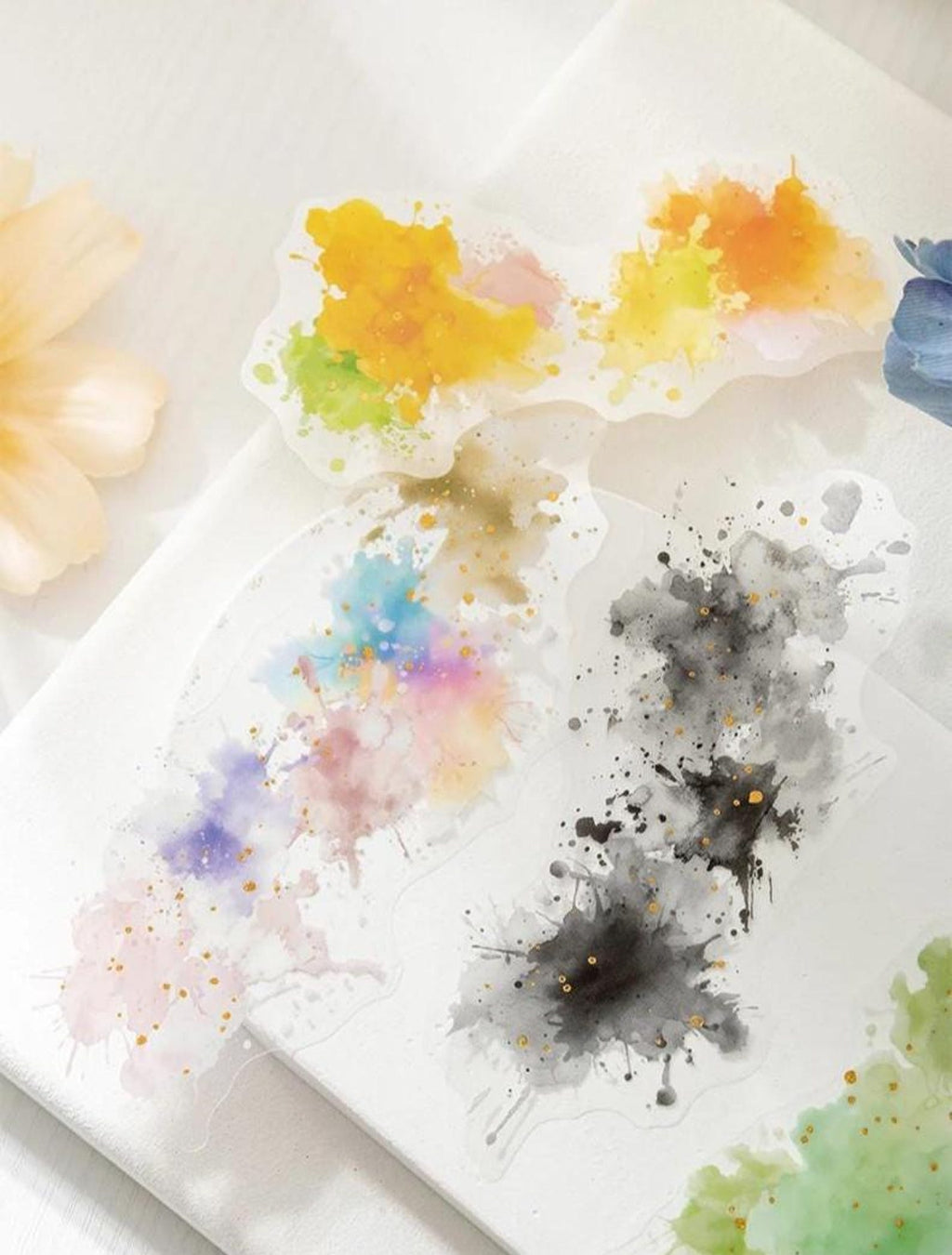Abstract watercolor PET sticker assortment