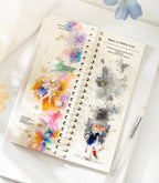 Watercolor Canvas PET stickers in journal layout