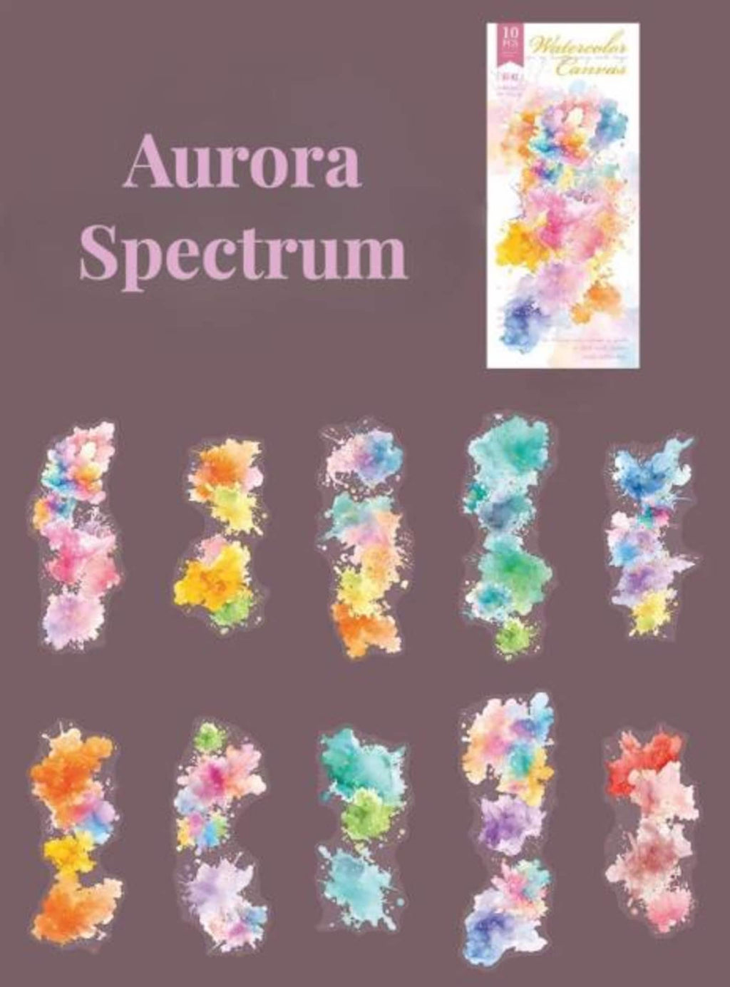 Aurora Spectrum Watercolor Canvas sticker set