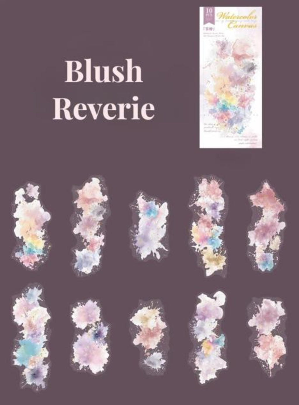 Blush Reverie Watercolor Canvas sticker set