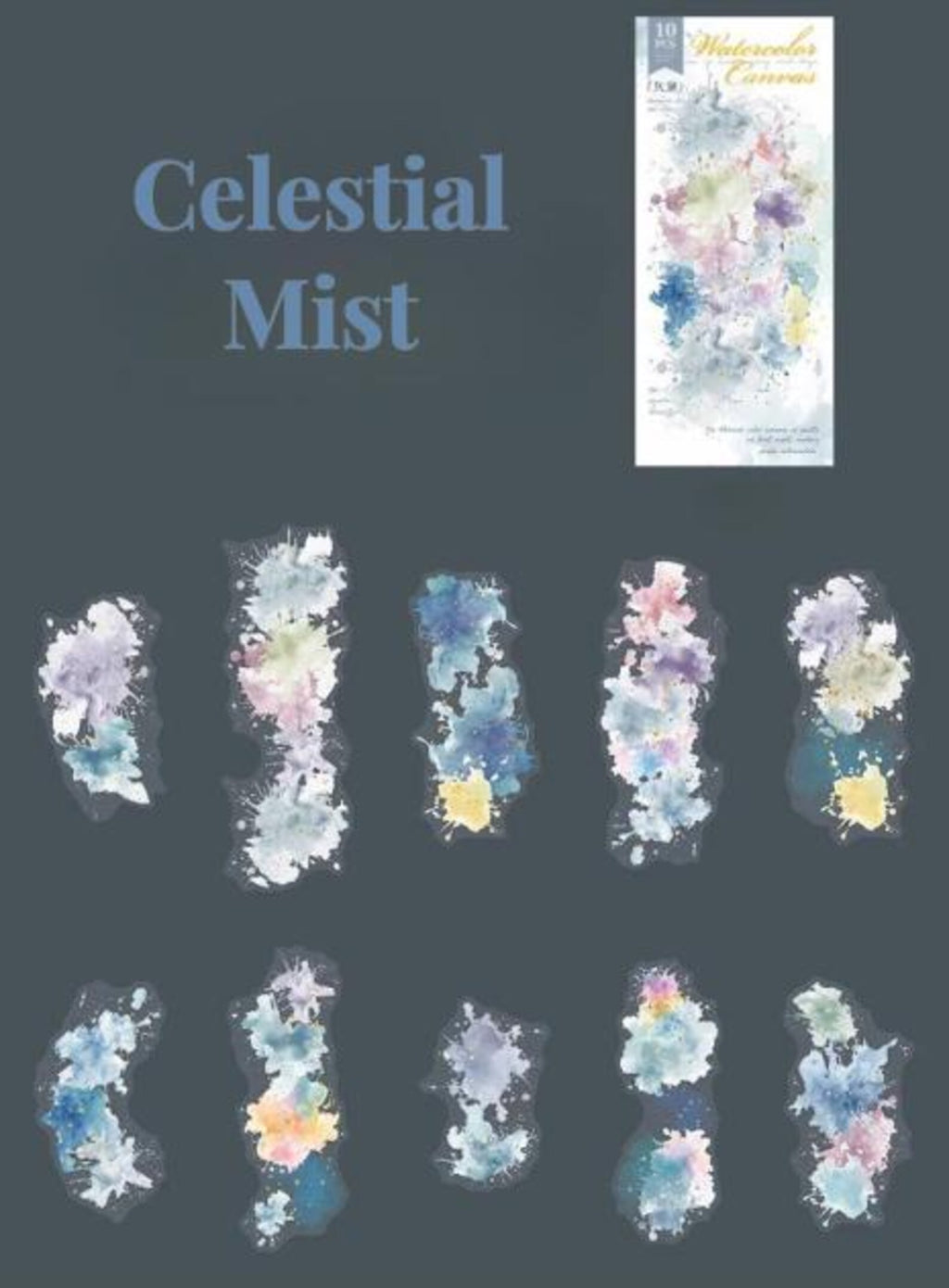 Celestial Mist Watercolor Canvas sticker set